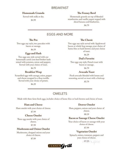 fenney grill menu